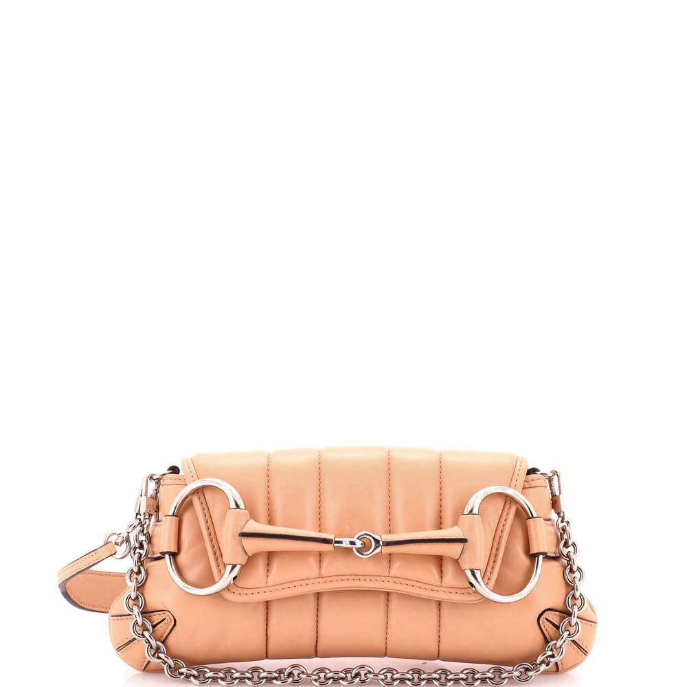 Gucci Small Horsebit Chain Shoulder Bag Vertical Quilted Leather